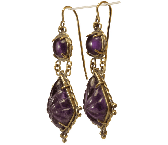 Boucles d'oreilles Boucles d'oreilles anciennes en or 14 carats et améthystes 58 Facettes 7618