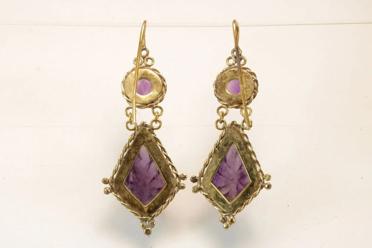 Boucles d'oreilles Boucles d'oreilles anciennes en or 14 carats et améthystes 58 Facettes 7618