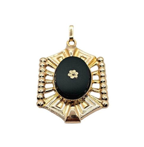 Pendentif Pendentif Art déco octogonal en or rose 18 carats et onyx 58 Facettes 672