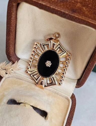 Pendentif Pendentif Art déco octogonal en or rose 18 carats et onyx 58 Facettes 672