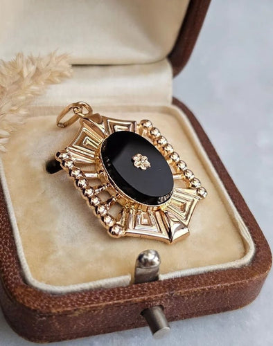 Pendentif Pendentif Art déco octogonal en or rose 18 carats et onyx 58 Facettes 672