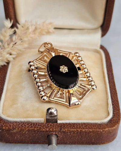 Pendentif Pendentif Art déco octogonal en or rose 18 carats et onyx 58 Facettes 672