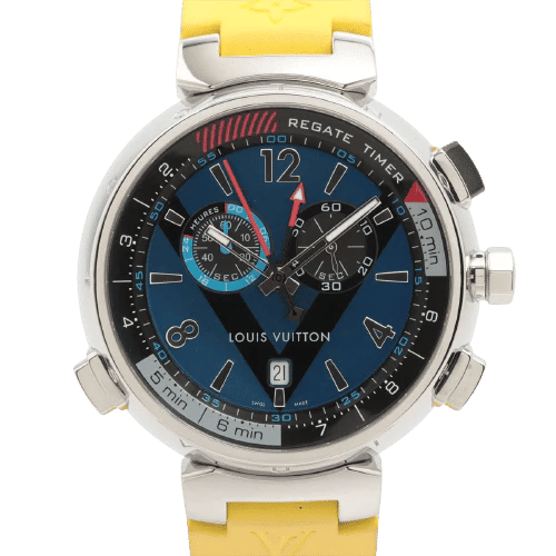 Montre Louis Vuitton Tambour Regatta - Montre chronographe en acier 58 Facettes