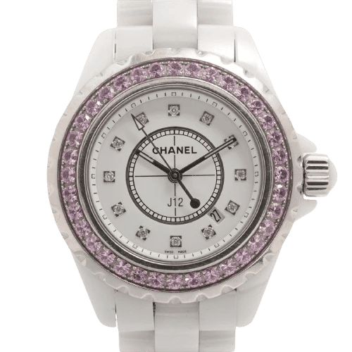 Montre Chanel J12 - Montre en céramique et acier saphirs roses 58 Facettes