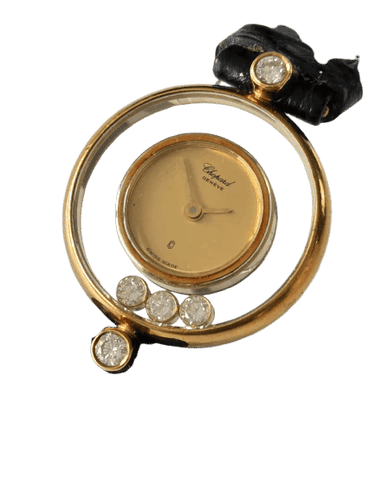 Montre Chopard Happy Diamonds vintage - Montre en or jaune 18 carats et diamants 58 Facettes