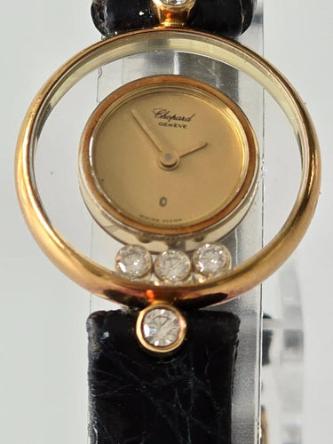 Montre Chopard Happy Diamonds vintage - Montre en or jaune 18 carats et diamants 58 Facettes