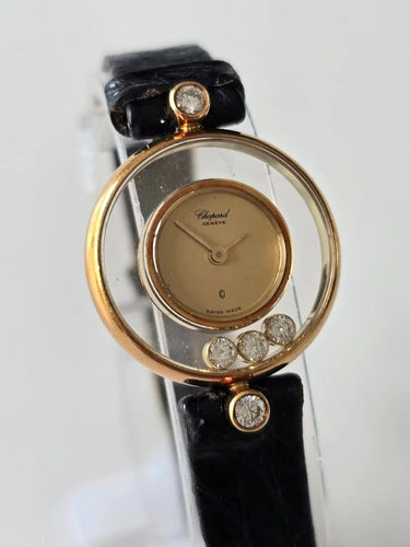 Montre Chopard Happy Diamonds vintage - Montre en or jaune 18 carats et diamants 58 Facettes