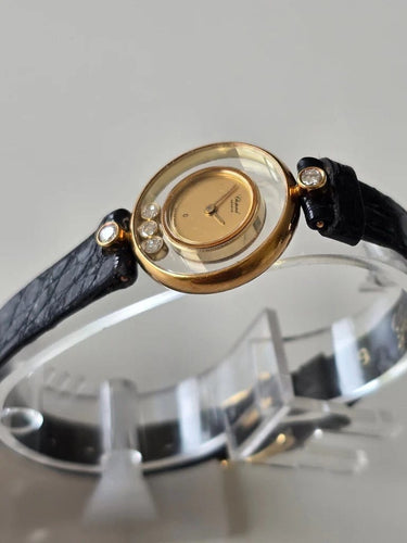 Montre Chopard Happy Diamonds vintage - Montre en or jaune 18 carats et diamants 58 Facettes