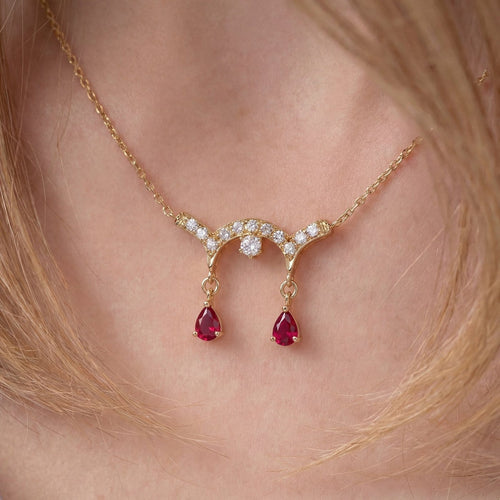 Collier Collier ras du cou rubis et diamants en or jaune 18K 58 Facettes 1759
