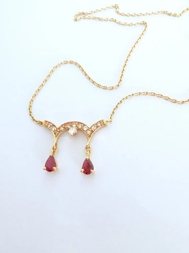 Collier Collier ras du cou rubis et diamants en or jaune 18K 58 Facettes 1759