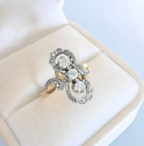 Bague 56 Bague ancienne (1910–1920) en or 18 carats et platine, diamants 58 Facettes 1764
