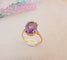 Bague 54.5 Bague solitaire améthyste ovale en or jaune 18 K 58 Facettes AB 1079