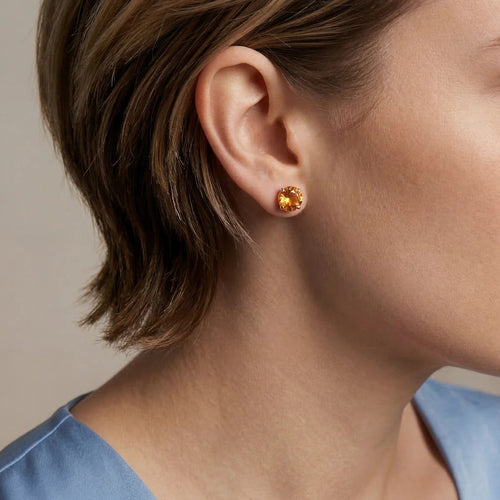 Boucles d'oreilles Boucles d’oreilles clous en or jaune 18 carats et citrines 58 Facettes AA 1527
