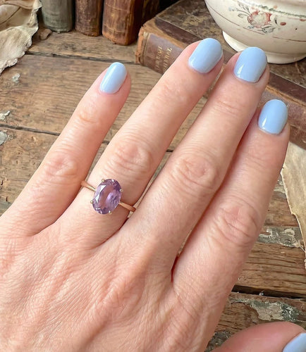 Bague 54.5 Bague solitaire améthyste en or jaune 18 K 58 Facettes AA 1602