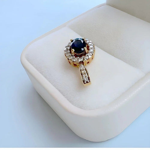 Pendentif Pendentif en or jaune et blanc 18 carats, saphir et diamants 58 Facettes 1749
