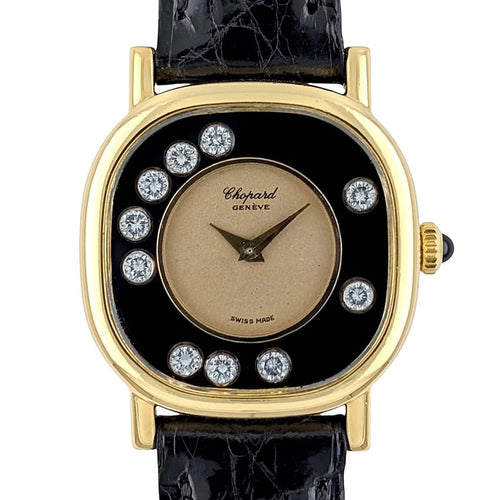 Montre Chopard Happy Diamonds - Montre coussin en or 18 carats et diamants 58 Facettes