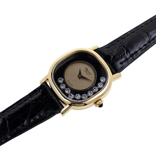 Montre Chopard Happy Diamonds - Montre coussin en or 18 carats et diamants 58 Facettes