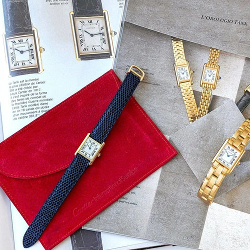 Montre Cartier Tank Louis Cartier - Montre Medium MM en or 18 carats 58 Facettes