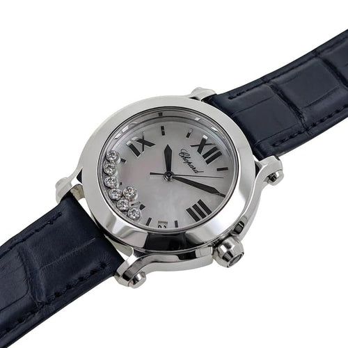 Montre Chopard Happy Sport - Montre en acier, cadran nacre, 7 diamants, saphir 58 Facettes