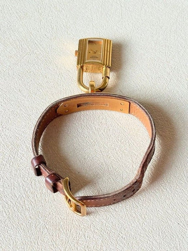Montre Hermès Kelly - Montre à quartz avec bracelet cuir marron 58 Facettes WC-2025-1813
