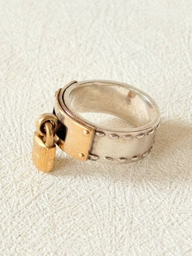 Bague 49 Hermès Kelly Cadenas - Bague en argent 925 et or 18 carats 58 Facettes WC-2025-2330