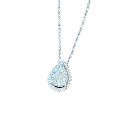 Pendentif Pendentif goutte en or blanc 18 carats et diamants 58 Facettes