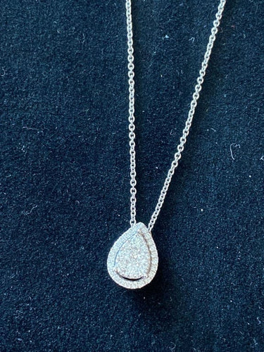 Pendentif Pendentif goutte en or blanc 18 carats et diamants 58 Facettes
