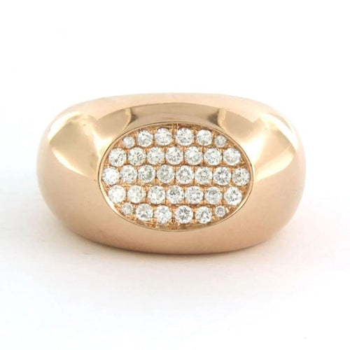 Bague 55 Bague en or rose 14 carats sertie de diamants taille brillant 0,80 ct 58 Facettes