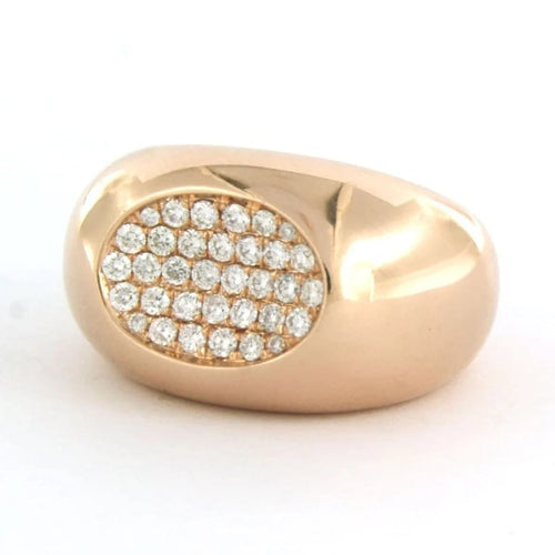Bague 55 Bague en or rose 14 carats sertie de diamants taille brillant 0,80 ct 58 Facettes