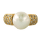 Bague 55 Bague en or jaune 18 carats avec perle et diamants 58 Facettes