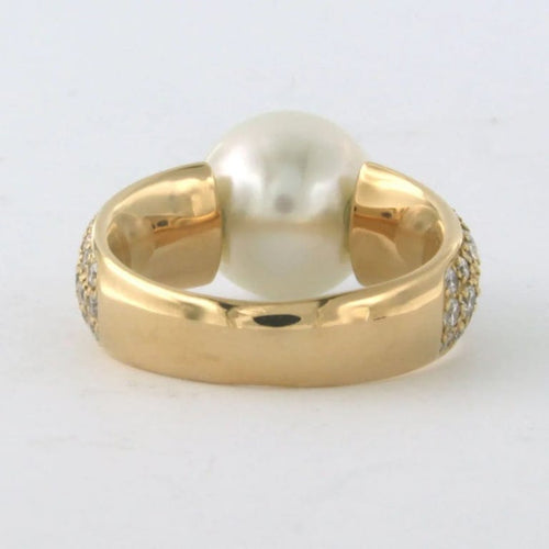 Bague 55 Bague en or jaune 18 carats avec perle et diamants 58 Facettes
