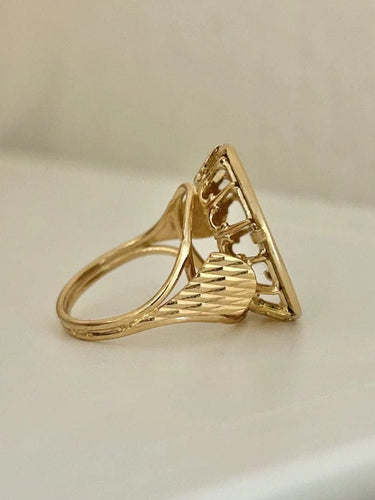 Bague 53 Augis - Bague d’amour en or jaune 18k avec diamant et rubis synthétiques 58 Facettes