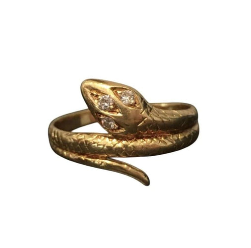 Bague 56 Bague serpent en or jaune 18k et 3 diamants 58 Facettes