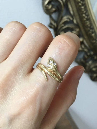 Bague 56 Bague serpent en or jaune 18k et 3 diamants 58 Facettes