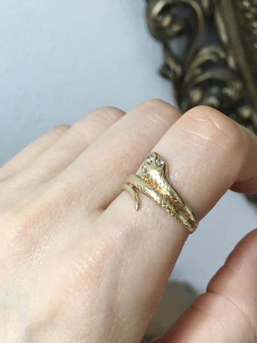 Bague 56 Bague serpent en or jaune 18k et 3 diamants 58 Facettes