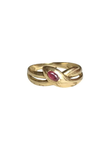 Bague 49 Bague serpent enroulé en or jaune 18k et rubis 58 Facettes