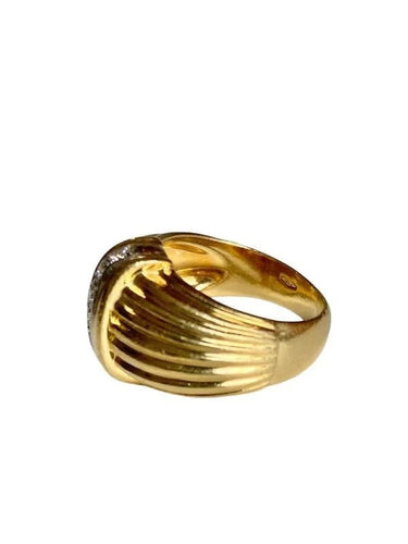 Bague 53.5 Bague godronnée en or jaune 18k sertie de diamants 58 Facettes