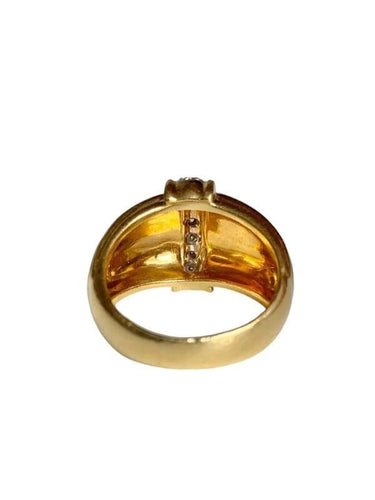 Bague 53.5 Bague godronnée en or jaune 18k sertie de diamants 58 Facettes