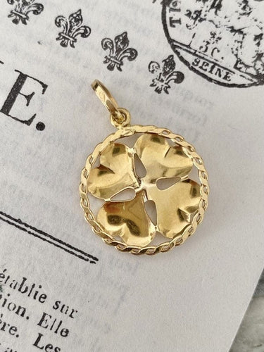 Pendentif Pendentif porte-bonheur trèfle à quatre feuilles en or jaune 18K 58 Facettes