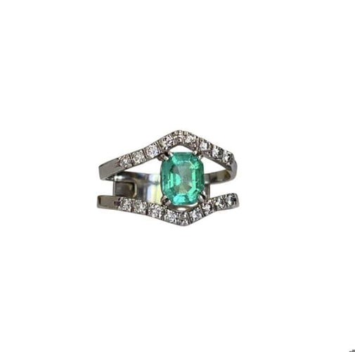 Bague 58.5 Bague - Or blanc 18K, émeraude et diamants 58 Facettes