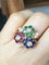 Bague 51 Bague fleur en or jaune 18K avec saphirs, rubis, émeraudes et diamants 58 Facettes