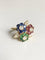 Bague 51 Bague fleur en or jaune 18K avec saphirs, rubis, émeraudes et diamants 58 Facettes