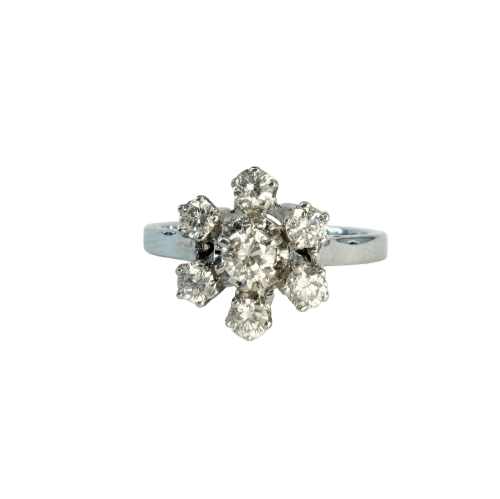 Bague 48 Bague marguerite en or gris et diamants 58 Facettes INV038