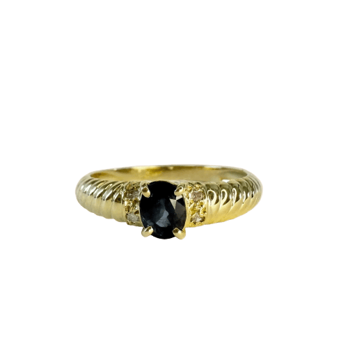 Bague 53 Bague années 1990 en or jaune, saphir et diamants 58 Facettes INV023
