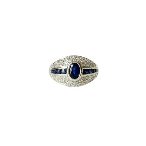 Bague 54 Bague saphirs et diamants en or blanc 58 Facettes