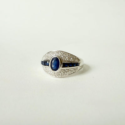 Bague 54 Bague n° 99 bandeau en or blanc 18 carats, saphirs et diamants 58 Facettes