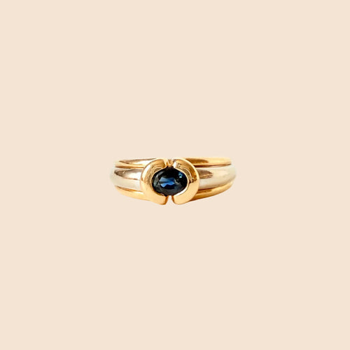 Bague 52 Bague jonc n° 102 en or jaune et or blanc 18 carats, saphir 58 Facettes