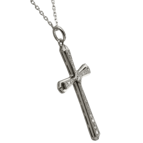 Pendentif Art déco - Pendentif croix en or blanc 18 carats et diamants 58 Facettes 1.0001827/1