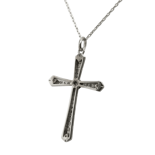 Pendentif Art déco - Pendentif croix en or blanc 18 carats et diamants 58 Facettes 1.0001827/1