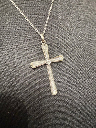 Pendentif Art déco - Pendentif croix en or blanc 18 carats et diamants 58 Facettes 1.0001827/1